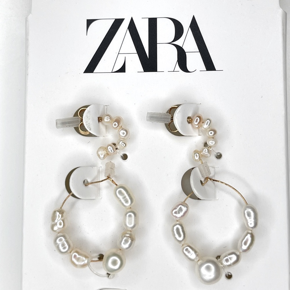 ZARA 2 pack hoop pearls earrings